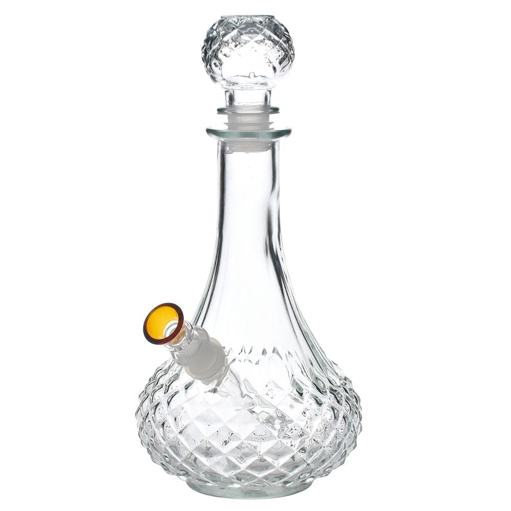 SeshGear Vintage Decanter Style Glass Water Pipe w/ Cap - 8.25" / 14mm F / Color Vary / Long Neck